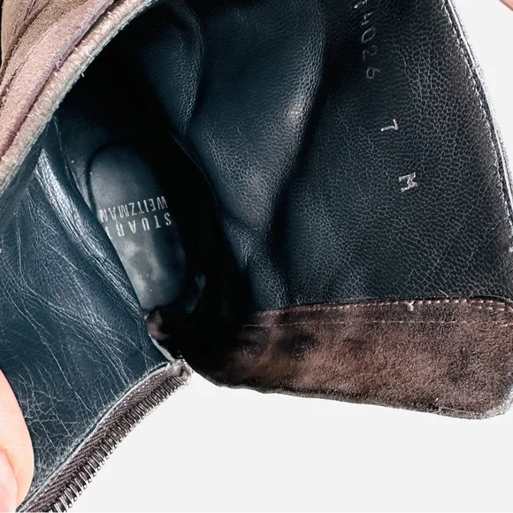 Stuart Weitzman Black and Grey Suede Leather Boots, US 7 - Picture 5 of 7